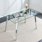ZUN Glass Dining Table Modern Minimalist Rectangular for 4-6 with 0.31" Tempered Glass Tabletop and 78757052