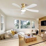 52 Inch Ceiling Fan with Dimmable 3 Colors LED Light Reversible Noiseless DC Motor Smart APP Remote W934P152352