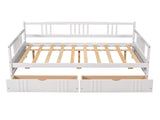 Full Size Daybed Wood Bed with Two Drawers,White 67032635