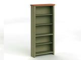 72 inch high 5-shelf Bookcase, No Assembly Required, Sage Green and Fruitwood Finish B108P160217
