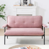 The 53-inch pink sofa offers a spacious layout in the small apartment, easily handling various W3371P309474