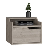 Winchester Floating Nightstand, Modern Dual-Tier Design with Spacious Single Drawer Storage, Light B097P199743