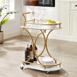 ZUN 2-Tier Bar Cart, Mobile Bar Serving Cart, Industrial Style Cart for Kitchen, Beverage Cart with 11133303