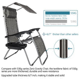 ZUN Infinity Zero Gravity Chair with Awning Outdoor Lounge Patio Chairs with Pillow and Utility Tray 10697980