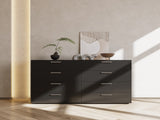 8 Drawer Double Dresser for Bedroom, Wide Storage Cabinet for Living Room Home Entryway, Black 63428192