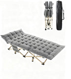 Grey outdoor camping bed with mat and handbag, heavy-duty outdoor bed 16455423
