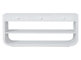 Modern Curved Console Table with 3 Soft-Close Drawers & 2 Open Shelves, Solid Wood Base, N759P433560K
