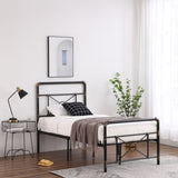 Single-layer Water Pipe Bed with Cross Design and Foot End Twin Black Iron Bed 91079255