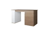 White and Natural Oak Kitchen Island with 1-Door and Open Storage B062P290292