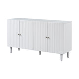 U_STYLE Elegant Four-Door Sideboard with Wavy Pattern Doors, Cylindrical Legs, and Sleek Metal N711P186790K