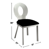 Set of 2 Microfiber and Metal Side Chairs in Silver and Black Finish B016P156809