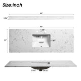 60"x 22" bathroom stone vanity top engineered color undermount ceramic sink and 3 faucet hole W1059P228099