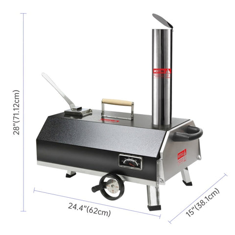 ZUN Semi-Automatic Black 12 Outdoor Pizza Oven Portable Wood Fired Pizza Oven Outdoor Cooking Pizza 17056526