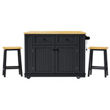 K&K 48 inch Large Kitchen Island with Drop Leaf,Power Outlet,Internal Rack,Rolling Kitchen N707P257057B