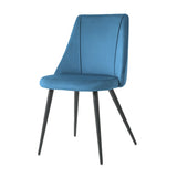 Modern blue velvet dining chair, fabric upholstery chair, black metal chair feet for home living W210P225908