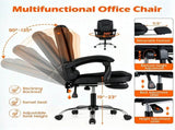 Vibration Massage Office Chair with Retractable Footrest, 90&deg-135&deg Reclining PVC Leather 34818232