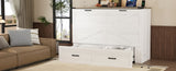 Queen Size Farmhouse Murphy Cabinet Bed with Charging Station, Foldable Platform Bed with Large 10043440
