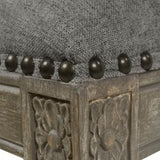 Paris 26.5" Farmhouse Counter Height Bar Stool with Backrest, Heathered Grey Linen B2719P238378