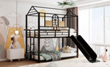 Twin Over Twin Metal Bunk Bed ,Metal Housebed With Slide,Three Colors Available. MF291674AAB