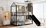 ZUN Twin Over Twin Metal Bunk Bed ,Metal Housebed With Slide,Three Colors Available. 27116704
