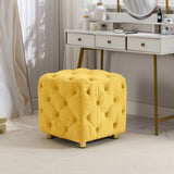 Yellow Modern Velvet Upholstered Ottoman, Exquisite Small End Table, Soft Foot Stool,Dressing Makeup W1170103516