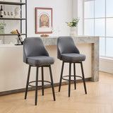 ZUN swivel bar & couter stool, 24"&30" adjustable, Fabric color Dark grey W1805P166962