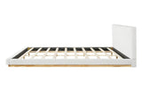Solid Rubber Wood Platform Bed with Upholstered Headboard, Modern Tufted Design, Sturdy Slat N769P387939W