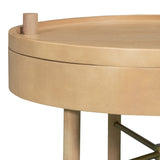 ZUN Modern Round Wood Rotating Tray Coffee Table with Storage & Metal Legs in Natural 99454881