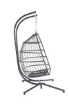 ZUN 2 Person Outdoor Rattan Hanging Chair Patio Wicker Egg Chair W87472175