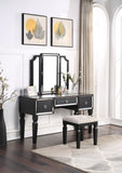 Luxurious Majestic Classic Black Color Vanity w Stool 3- Storage Drawers 1pc Bedroom Furniture B011111849