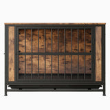 Dog Crate Furniture, Wooden Dog Crate Table, 38.9" Dog Kennel with 2 Slidings and Thick Iron W840P203068