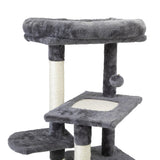 ZUN Double Level Cat Tree Stand House Furniture Kittens Activity Tower Posts Kitty Pet Play House - dark W2181P190598