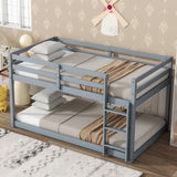 ZUN Solid Wooden, Solid Rubber Wooden Twin over Twin Loft Bed with Ladder, with Bed Platform of W504P191663