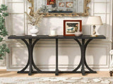 U-Style 59.8'' Wooden Console Table with Oak Veneer Top,Farmhouse Entryway Table with Rubber Wood N711P295300B