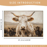 White Highland Cow Canvas Wall Art - Modern Minimalist Animal Art Print for Living Room Bedroom W3374P322232