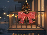 Pre-lit Outdoor Giant Bowknot Christmas Decoration, Lighted Metal Frame with 124 Warm White LED 60315865
