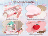 White MDF spray-painted 1-drawer 2-desktop storage box children's dressing table set with Apple 42044197