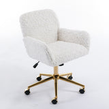 ZUN A&A Furniture Office Chair,Artificial rabbit hair Home Office Chair with Golden Metal W114392211