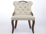 Velvet Dining Chair with Handmade Tufted Trim, Solid Wood Handles on Top and Sides, Vintage Copper W1143P338140