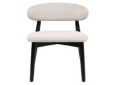 Beige Cotton-Linen Fabric Upholstered Dining Chair with Black Solid Wood Legs, Armless Chair Set of W5815P476383