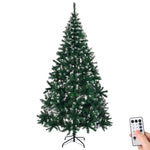 ZUN 7 FT Snow Tipped Artificial Christmas Tree with DIY 150 Warm Lights, Remote Control, 1100 Branch 78856463