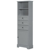 ZUN Gray Tall Storage Cabinet with 3 Drawers and Adjustable Shelves for Bathroom, Study, Office and 62014329