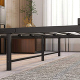 Full Size Bed Frame with Storage Headboard, Metal Platform Bed with Charging Station, Bookcase W840P201068