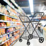 Extra Jumbo Shopping Cart,2 Layers Grocery Cart on Wheels, Foldable Utility Shopping Carts with 41132603