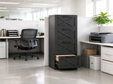 Farmhouse Vertical Printer Stand with X Pattern, 4-Drawer Storage Cabinet Fits Letter Files, Black 62748304