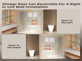 56-60" x 76" H Frameless Sliding Shower Door, 5/16" Clear Tempered Glass, Stainless Steel W1675P412316