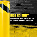 ZUN Safety Bollard Post, 36 Inch Height Steel Bollards, 4.5 Inch Diameter Parking Bollard, Yellow Powder 22986142