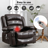 Massage Swivel Rocker Recliner Chair with Vibration Massage and Heat Ergonomic Lounge Chair for W1807P172340