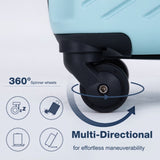 3 Piece Luggage Sets ABS Lightweight Suitcase with Two Hooks, Spinner Wheels, TSA Lock, W28453578