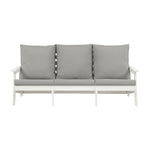 ZUN HIPS 3 Seater Sofa with Cushion, Wood Grain Outdoor Garden Sofa,White/Grey W1209114907